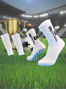FLSHMCEN Sports Outdoor Men's Soccer Socks Anti Slip 1 Pair Non-Slip Gripper Pads For Football Basketball Sports With Grippers Socks