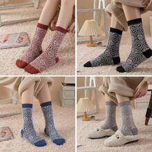SISOSOCK 5 Pairs Fuzzy Soft Cozy Fluffy Socks Women, Casual Thick Plush Comfy Sleep Socks, Warm Winter Gifts Women - 多色-lb-3 - 查看 6