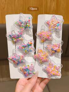 10pcs/Pack Cute Colorful Star Hairpins, Daily Wear Hair Clips Accessories - Multicolor - View 5