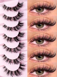 7 Pairs Messy Natural Cat Eye Lashes Clear Band Lashes Cat Eye Look Wispy Lashes Eye End Elongated Full Strip Soft Natural Realistic False Eyelashes Strip Lashes,Lashes,Eyelashes,Fake Lashes - Cat Eye Lashes - View 2