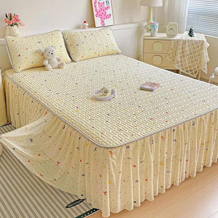 Cooling Mattress Pads - -bowknot Strawberry Bed Skirt - View 1