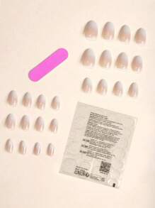 Upgrade Your Look With 24pcs Short Oval Ombre Full Cover Fake Nail Set Press On Nails Nail Supplies