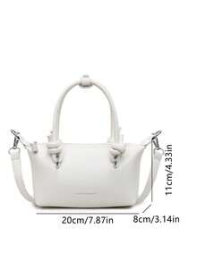 女士面料 PU 迷你简约单肩包、饺子包、休闲可爱时尚手提包、时尚手柄钱包、适合少女、女大学生、新秀和白领人士的手提包，非常适合办公室、大学、工作、商务、通勤 - 白色 - 查看 7