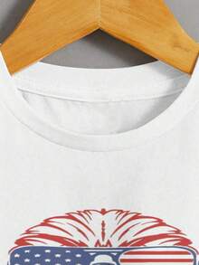 Kids T Shirt Cute American Eagle Wearing USA Flag Sunglasses Fun Boys Girls Summer Tee Gift Cool Graphic Top Fashion Casual Kidswear  Youth Apparel - 白色 - 查看 6
