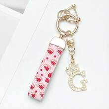 1 件锌合金钥匙扣，采用印花 PU 皮革设计，搭配闪亮皇冠字母吊坠，防锈涂层，适合悬挂车钥匙、钥匙等。它与任何东西相匹配，是引领潮流的必备品！ - 彩色 - 查看 16