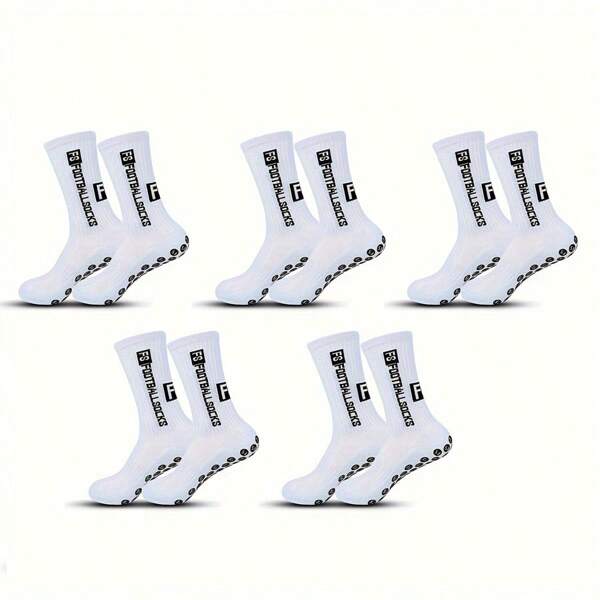 5 pares de calcetines de fútbol deportivos para hombres y mujeres, calcetines antideslizantes para fitness, baloncesto, ciclismo, carrera, rugby