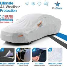 EzyShade 10-Layer Car Cover Waterproof All Weather. See Vehicle Size-Chart For Accurate Fit. Outdoor Full Exterior Covers For Automobiles Sedan Hatch SUV Rain Sun Protection. Size A5 (See SizeChart)