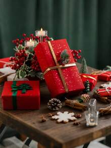 1 Cuộn Giấy Gói Quà Kim Loại Mờ, Giấy Màu Trơn, Giấy Gói Quà, Thích Hợp Cho Đám Cưới, Ngày Valentine, Sinh Nhật, Giáng Sinh, Tự Làm Bó Hoa Và Các Dịp Khác, Giấy Gói Quà Giáng Sinh Kim Loại, Giấy Trang Trí Giáng Sinh Tự Làm, Họa Tiết Trơn, Giấy Gói Mờ - Đỏ tươi - Xem 4