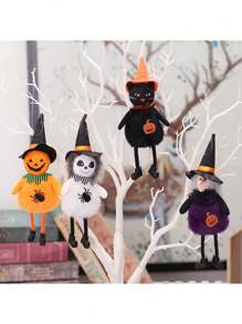 1 pièce Décoration d'Halloween, Figurine en peluche Chat noir/Fantôme/Sorcière/Citrouille, Accessoire d'ambiance pour fête, Cadeau d'Halloween, Décoration de centre de table, Convient pour Halloween, Fête à thème, Décoration d'intérieur, Recommandation de cadeau