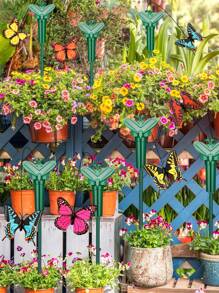 6pcs Simulated Solar Colorful Butterfly Garden Decoration Stakes, Outdoor Decorative Ground Plugs, Solar-Powered, Energy-Saving And , Battery-Free, Can Be Powered By No. 7 Batteries, Electric Hummingbird Decoration, Suitable For Landscape Decoration Of Gardens, Terraces, Manors, And Flower Beds