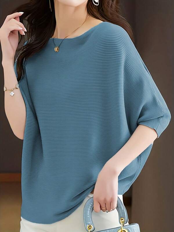 Women's T-Shirts, Cut And Sewn, Short Sleeves, Dolman Sleeves, Tops, Figure Covering, Oversized, Summer Clothes, Slimming, Loose Fit, Large Size, Plain, Casual