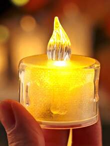 2/3/5/12/24pcs Acrylic Crystal Drip Pattern LED Electronic Candle Lights (Battery Included), Indoor Decorative Tea Light Candles, Flameless Simulated Candle Lights, Suitable For Wedding Decoration, Christmas Decoration, Holiday, Home Decor, Tabletop Decor Candles - Huang Guang - View 11