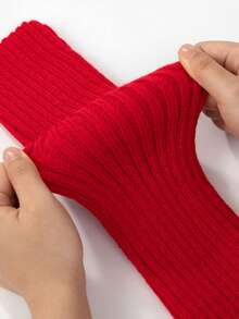 1 par de cubiertas para las piernas hasta la rodilla para mujeres - Tela de punto de poliéster, lavable a mano, unicolor, calentadores de piernas cómodos y cálidos, adecuados para días fríos, acogedores