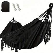 2 In 1 Bohemian Canvas Hammock And Swinging Chair Outdoor Camping Woven Tassels Swing Hammock Frame Portable Indoor-Outdoor Garden - Multicolor - View 13