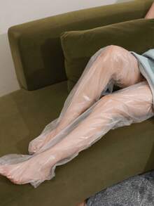 20片/100片一次性腿膜，透明塑料脚膜，防水足部和腿部护理，保湿，防裂，防冻伤，沙龙用腿膜，长度73厘米 - 白色 - 查看 2