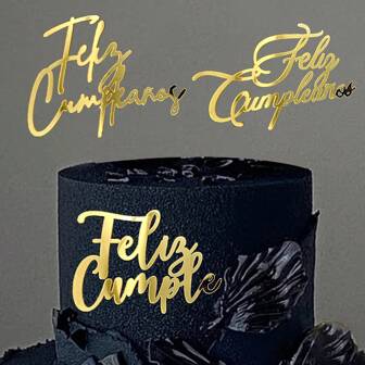 3 件西班牙“Feliz Cumpleaños”生日蛋糕装饰，生日派对蛋糕装饰 - 适用于生日派对装饰、社交媒体照片道具、节日活动的蛋糕装饰
