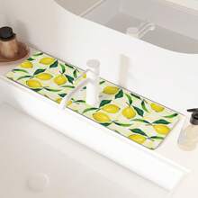 1Pc Lemon Print Kitchen Sink Splash Guard Faucet Mat ,Absorbent Fast Drying Mat Sink Gadgets-Splash For Kitchen, Bathroom,Sink Mat, Dish Drying Mat, Bathroom