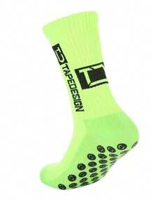 1 Par de Meias Esportivas de Futebol Antiderrapantes com Impressão de Letras para Uso Externo, Cano Médio, Masculinas