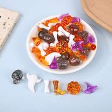 40/100pcs Halloween Themed Mini Decorations, Skull/Bone/Pumpkin/Wizard Shaped Accessories (Random Color), Holiday Gifts