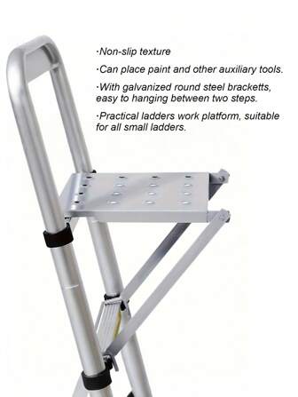 1 stuk Clever Extension Telescopische Ladder Accessoires, IJzeren Klein Platform Visgraat Ladder Accessoirebak, Multifunctionele Opvouwbare Ladder voor Thuis, Ladder Gereedschapsbak Schildersplatform, Compatibel met de meeste standaard ladders, Eenvoudig te installeren Werkplank
