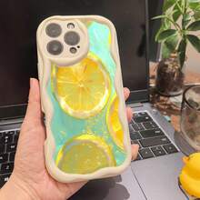 Funda para teléfono 1 pieza PhoneX/ 11/ 12/ 13/ 14/ 15/ 16 Pro |   Funda para teléfono Wave |   Chicas y hombres lindos |   Impreso Con Rodajas De Limón Flotando Refrescante - transparente - Ver 2