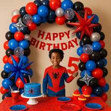 Spider Balloon Arch Kit With Starburst Foil Balloons And Navy Blue Red Black Silver Latex Balloons For Superhero Baseball Theme Garland Miles Spidey Man First 1st 2nd 3th 4th 5th Birthday Party Supplies - Color Mixing - View 6