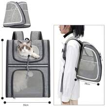 Dog Backpack, Load Capacity Up To 8 Kg, Portable And Foldable Cat Backpack, Breathable And Lightweight, Travel Backpack For Pets, 31.6 X 28.5 X 40 Cm