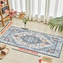 1 pieza Alfombra de silicona antideslizante con estampado floral del sudeste asiático, alfombra, tapete, impresión 3D rectangular, adecuado para sala de estar, dormitorio, pasillo, baño, lavandería - Alfombra de poliéster para decoración del hogar interior y exterior