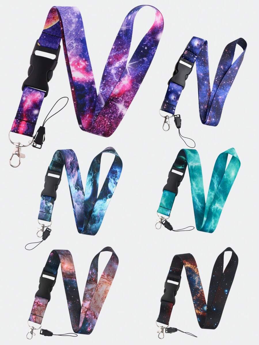 1 件 Snap 宇宙星印花医生工作证挂绳，可拆卸学生证夹，可爱钥匙扣合成纤维颈带，适合所有季节，适合工作证挂绳，学生证夹，可作为日常使用的礼物汽车配件哥特 Y2k 包挂绳带证件夹汽车配件包饰圣诞节 - 彩色 - 查看 1