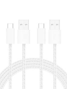 USB A To USB C Cable 2 Packs(3.3/6.6ft)Type C Charger, Phone Charger Cord, Soft, Braided, Flexible Compatible With Apple 16 & 15, Galaxy S25,S24,S23 Pixel 9, IPad Pro, Switch & More - Black Compatible With IPhone 16, 16 Pro Max, 15, 15 Plus, 15 Pro, 15 Pro Max,Compatible With Redmi, Compatible With OnePlus - White - View 7