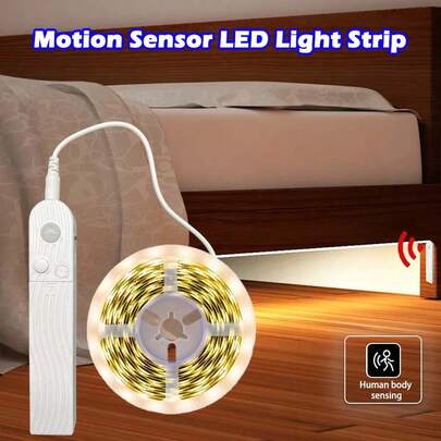 LED 灯带运动传感器灯，暖白光人体传感器灯，3.28 英尺至 32.8 英尺柔性灯带，适用于床下、楼梯、走廊、橱柜、卧室等。