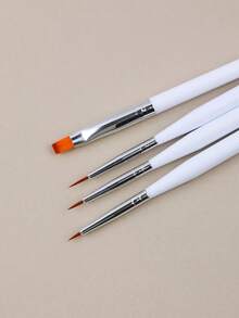 BYCSL 4件套美甲笔套装，双头美甲笔，美甲设计工具套装，3D美甲凝胶笔，点彩笔，专业亚克力美甲绘图笔，美甲沙龙专用美甲笔 - 白色 - 查看 2
