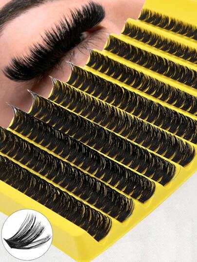 160/200/240 racimos 10-16mm diseño de ojos de gato de volumen ruso D-Curl de tamaño mixto, pestañas postizas naturales suaves y esponjosas, pestañas falsas esponjosas y ahumadas para DIY, adecuadas para salidas nocturnas, cosplay, citas, uso diario, fiestas, escenario, maquillaje de viaje, esenciales para el Día de la Madre, Pascua, Acción de Gracias, Halloween, maquillaje de ojos de Navidad, gran regalo y agrupaciones de pestañas aptas para principiantes