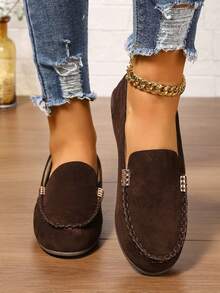 2025 New Sexy Bohemian Metal Decor Loafers, Casual Slip-On Flat Shoes, Non-Slip, Lightweight & Comfortable For Women, Suitable For All Seasons