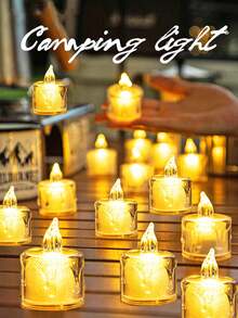 2/3/5/12/24pcs Acrylic Crystal Drip Pattern LED Electronic Candle Lights (Battery Included), Indoor Decorative Tea Light Candles, Flameless Simulated Candle Lights, Suitable For Wedding Decoration, Christmas Decoration, Holiday, Home Decor, Tabletop Decor Candles - Huang Guang - View 6