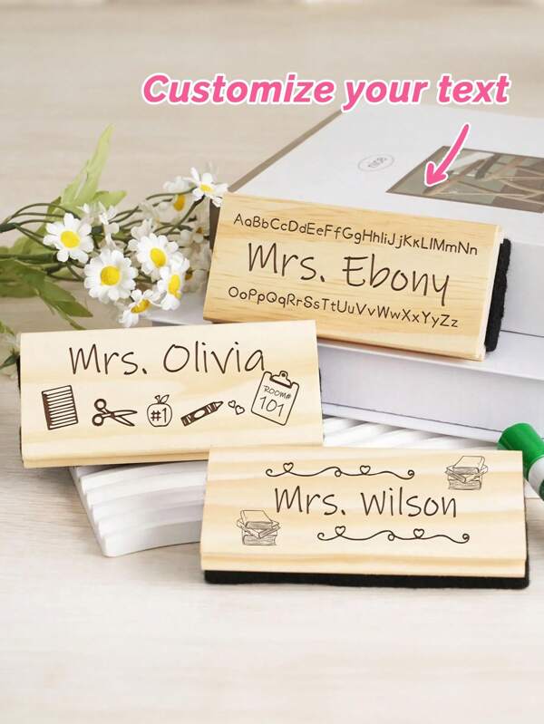 Personalized Engraved Chalkboard Eraser - Custom Teacher Gift With Name And Date, Custom Engraved Gift For School Teachers, Office Presentation Blackboard, Whiteboard, Greenboard Chalk, Dry Erase Marker Cleaner,Back To School,School Supplies,Personalized Whiteboard/Chalkboard Eraser Teacher Gifts, School Supplies, Back To School,