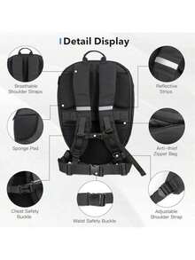 Mochila de motocicleta Gelrova Knight LED, maleta de estilo urbano de 48.26 cm de PVC, bolsa para laptop con carga USB, sin batería, ideal para salir - Gran maleta rígida para moto - Negro - Ver 7