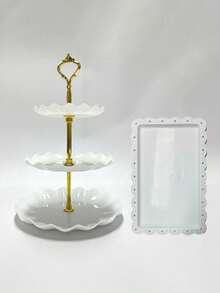 4 Styles, 3 Colours Cake Stand , White Square Lace Edge Tray, Plastic Dessert Table Stand Set , 3 Tier Cupcake Display Stand Biscuit Tray Stand Serving Tray Cake Display Tower And 1 Piece Dessert Tray Set Ideal For Baby Showers, Tea Parties, Weddings, Birthday Parties, Baby Gender Reveal Parties, Baby Shower Party Decorations (Multi Colours) - Multicolor - View 13