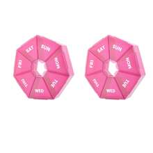 1/2 Pcs Medicine Pill Box, Daily Pill Holder, Portable Travel Pill Container Holder For Pocket Or PurseSuitable For Vitamins/Fish Oil/Pills/Supplements - Arthritis Friendly - Hot Pink - View 8