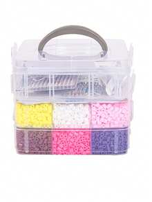 1 件 3 层透明塑料收纳盒、珠宝盒、首饰盒、储物柜、收纳盒、白色、复活节元素、可用于化妆品、珠宝、玩具、袜子等、带手柄多隔层元件盒电子零件螺丝配件工具分类网格防尘大容量发饰耳环项链珠子工艺用品盒、情人节礼物、圣诞节礼物返校