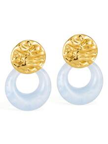 1 par de pendientes de acero inoxidable, pendientes de resina multicolor para el verano, joyería adecuada para que las mujeres usen al salir y en cualquier ocasión