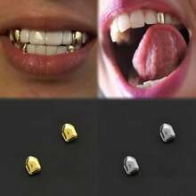 Klassische glänzende goldene Zähne Grillz, personalisierte Hip-Hop Rap Zahn-Accessoires, Alltag/Party/Feiertag Requisite