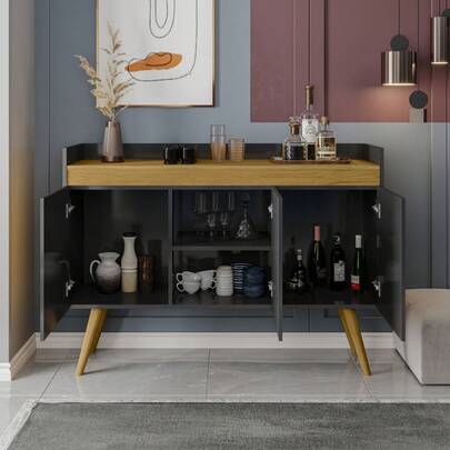 Buffet Aparador com 3 Portas – Ideal para Sala de Estar, Cantinho do Café, Organização e Decoração Moderna