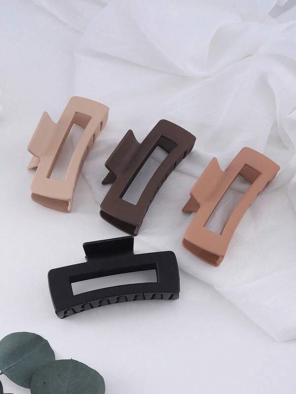 4 pièces ensemble de barrettes carrées de couleur sombre mate, prise anti-dérapante et solide, convient pour chignon, décontracté, trajet, bain, vintage, minimaliste, accessoires capillaires polyvalents