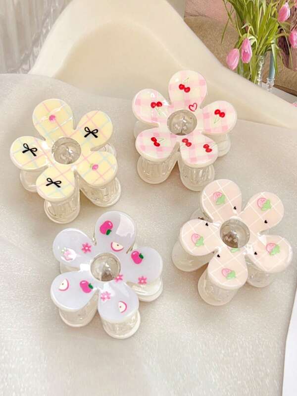 1pc Cute Flower Acrylic Hair Clips, Suitable For Everyday, Vacation, Party, Gift Hair Accessories Elegant Claw Clips