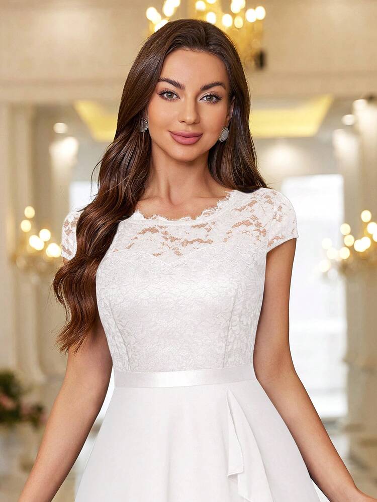 MIUSOL Floral Lace Corset With Ruffle Hem Cocktail Dress, For Valentine's  Day Wedding Elegant Spring Party | SHEIN USA