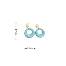 1 par de pendientes de aro con diseño de círculo de resina y bloques de color, pendientes de aro ideales para usar en la playa y en la calle