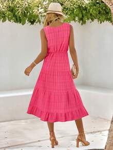 Women Long Dresses - Hot Pink - View 3
