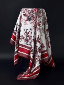 1 Stück Boho-Stil bedruckter eleganter Schal, Tuch, Haarband für Frauen, aus Seidenstoff, geeignet für den täglichen Gebrauch