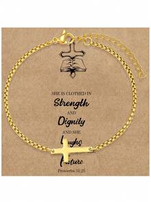 1 件女士十字架仿珍珠青瓷串珠手链套装，时尚西部牛仔风格十字架串珠手链叠戴套装，时尚珠宝礼品，信仰礼品，基督教礼品，友谊礼品